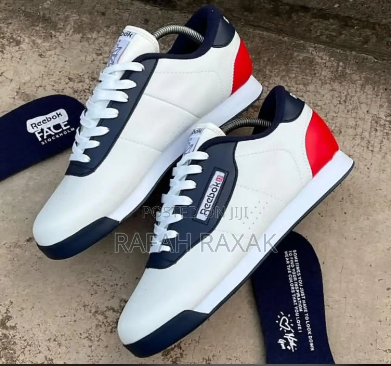 Original White/Blue/Red Reebok Charm Pride Leather Sneaker