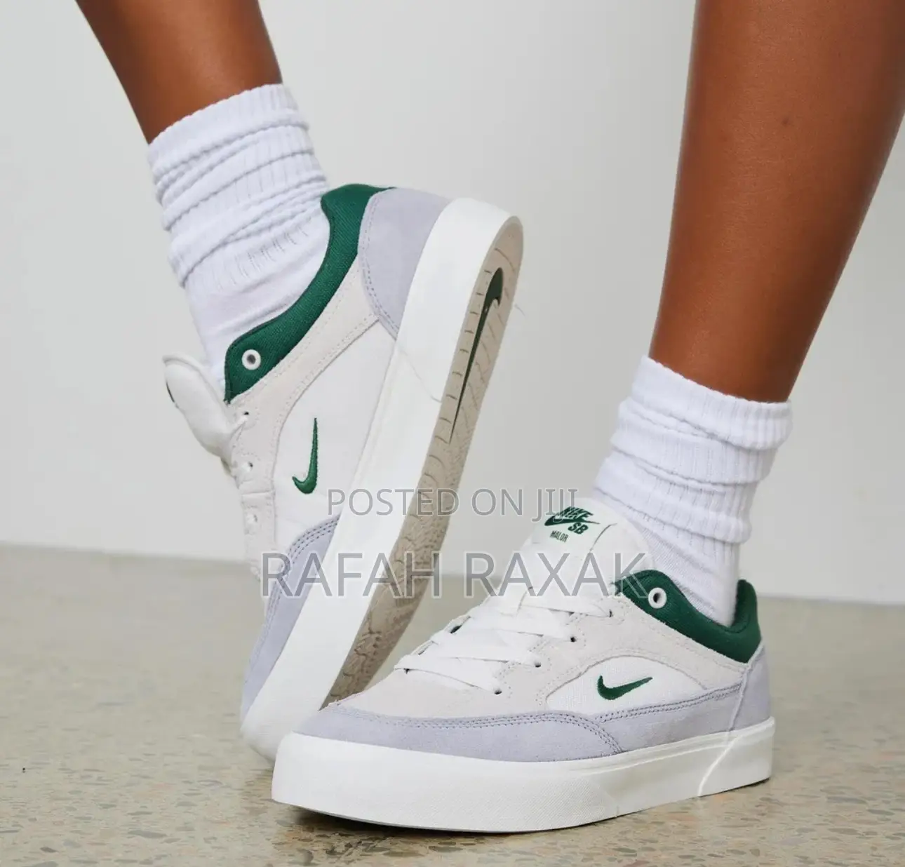 Original Grey/Off White/Green Nike Sb Malor Golf Sneakers