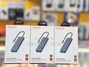 Porodo 9in1 Usb C Hub With Ethernet, Hdmi 100w / Type C Hub