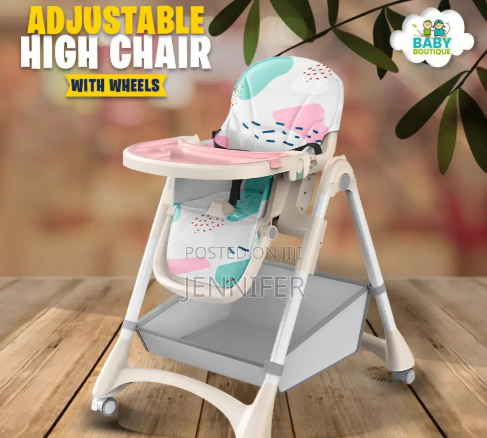 Baby Adjustable High Chair With Wheels