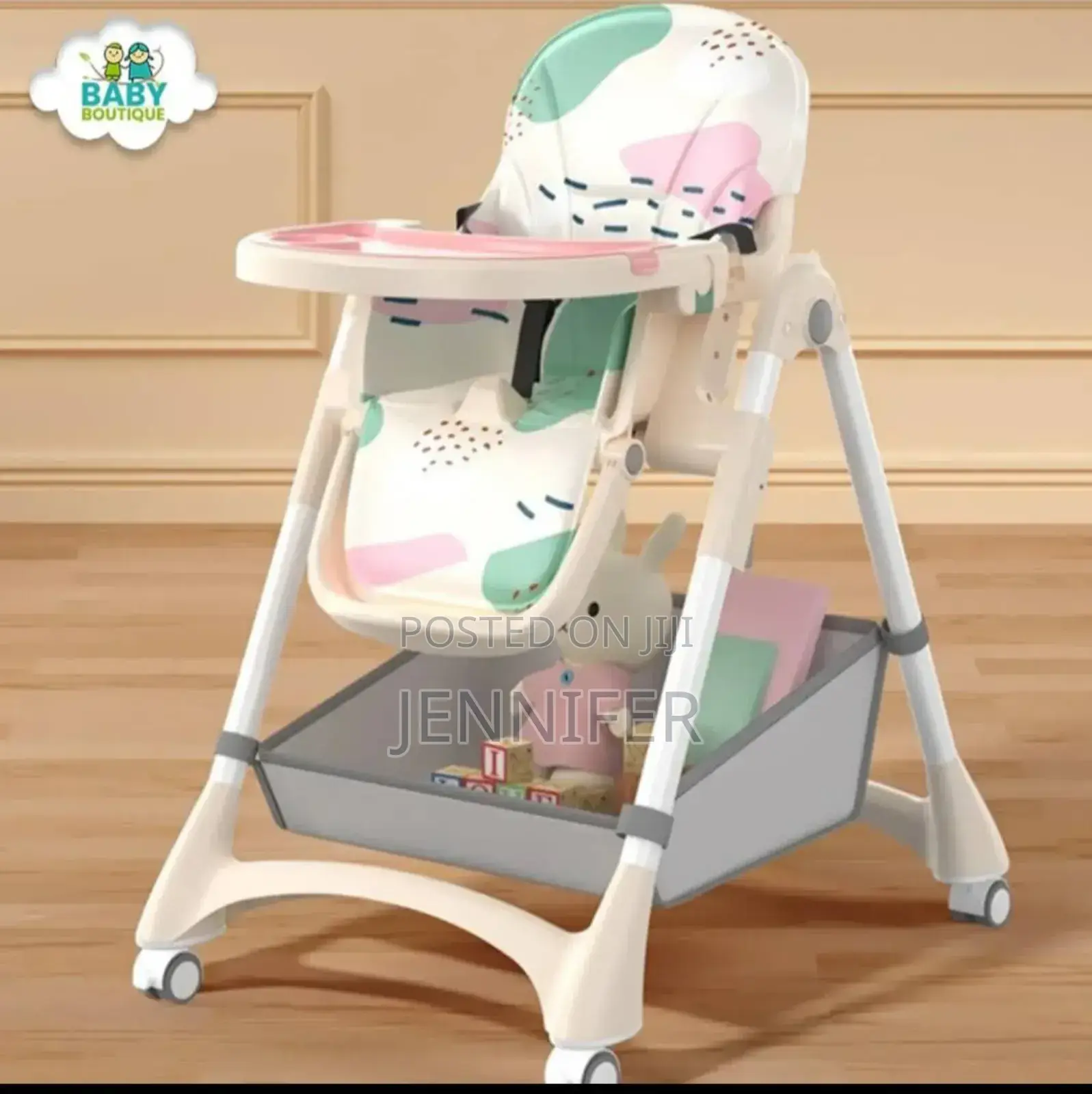 Baby Adjustable High Chair With Wheels