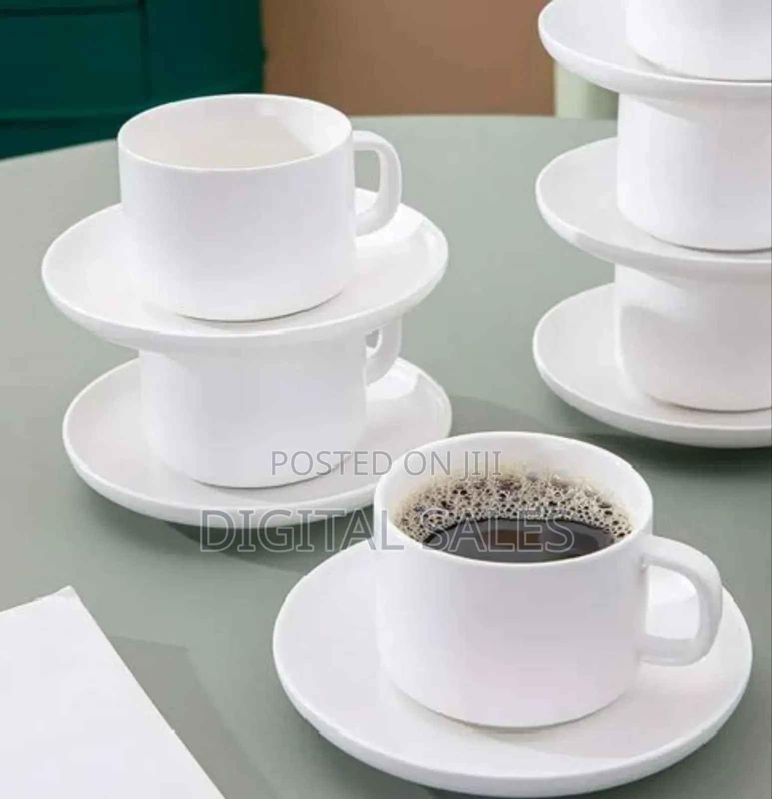 Restaurants and Office 6 Piece Cups and 6 Saucers – White