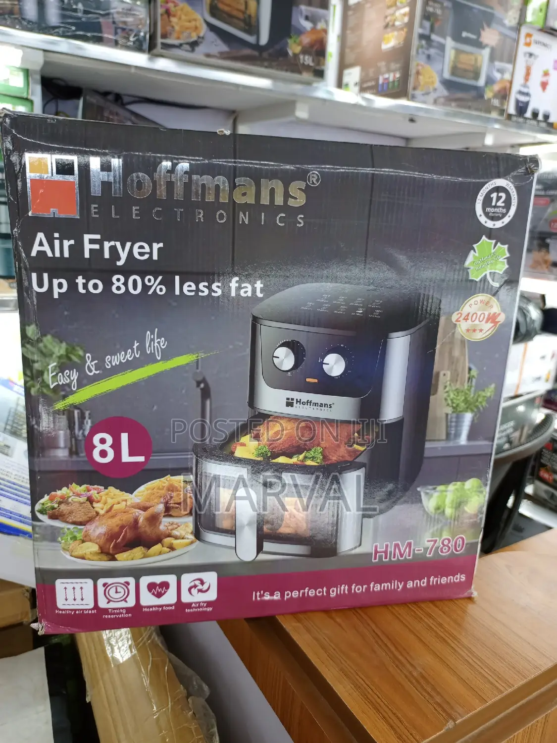 Hoffmans 8l Manual Knob Air Fryer 240w Hm-780