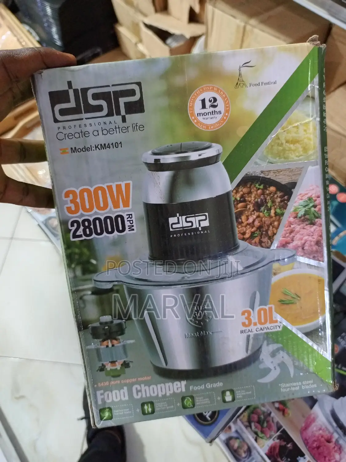 DSP Electric Food Chopper 300w 3 LTR Stainless Bowl Km4101