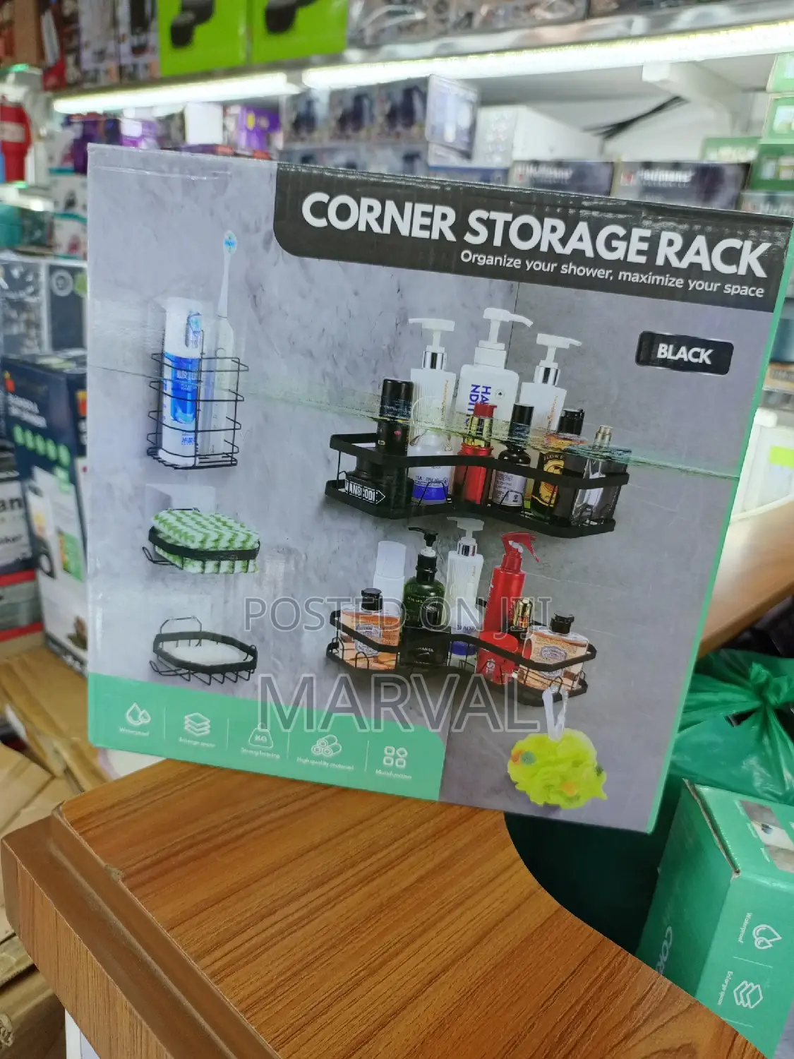 5 Pieces Bathroom Corner Shelves-Black