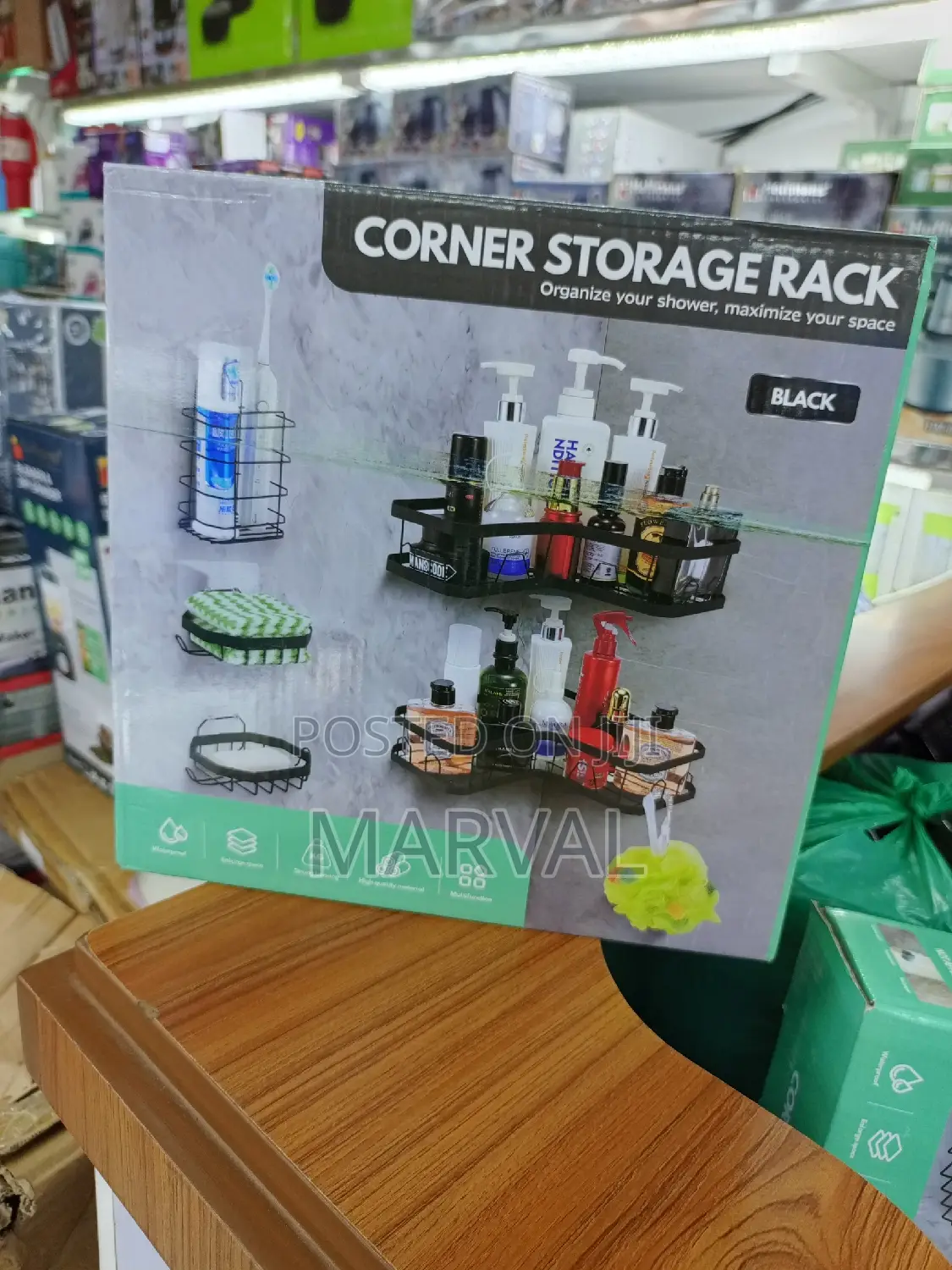 5 Pieces Bathroom Corner Shelves-Black
