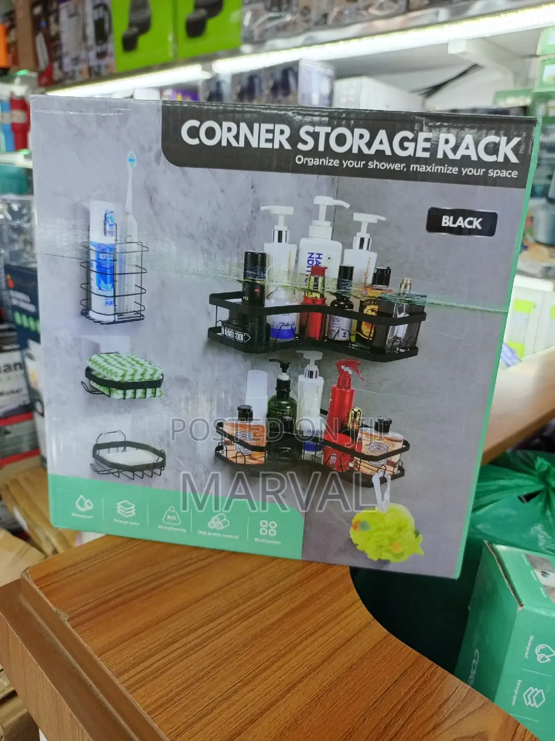 5 Pieces Bathroom Corner Shelves-Black