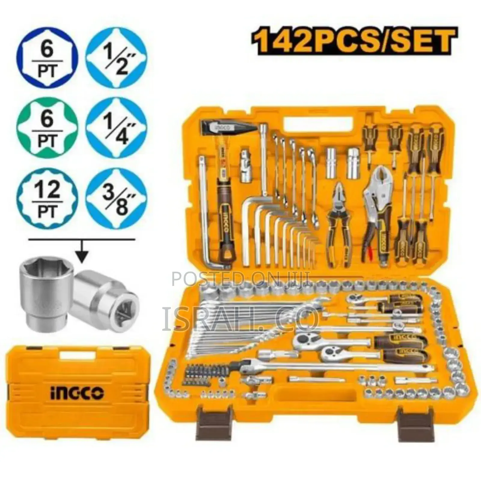 Ingco 142 Piece Combination Tools Set - Silver