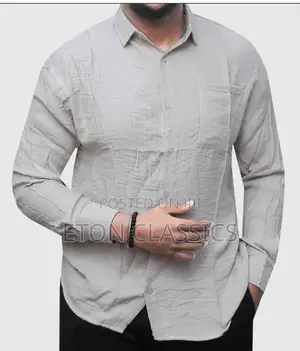 Photo - Brown Men's Linen Regular Fit Shirts Casual Style Turkey