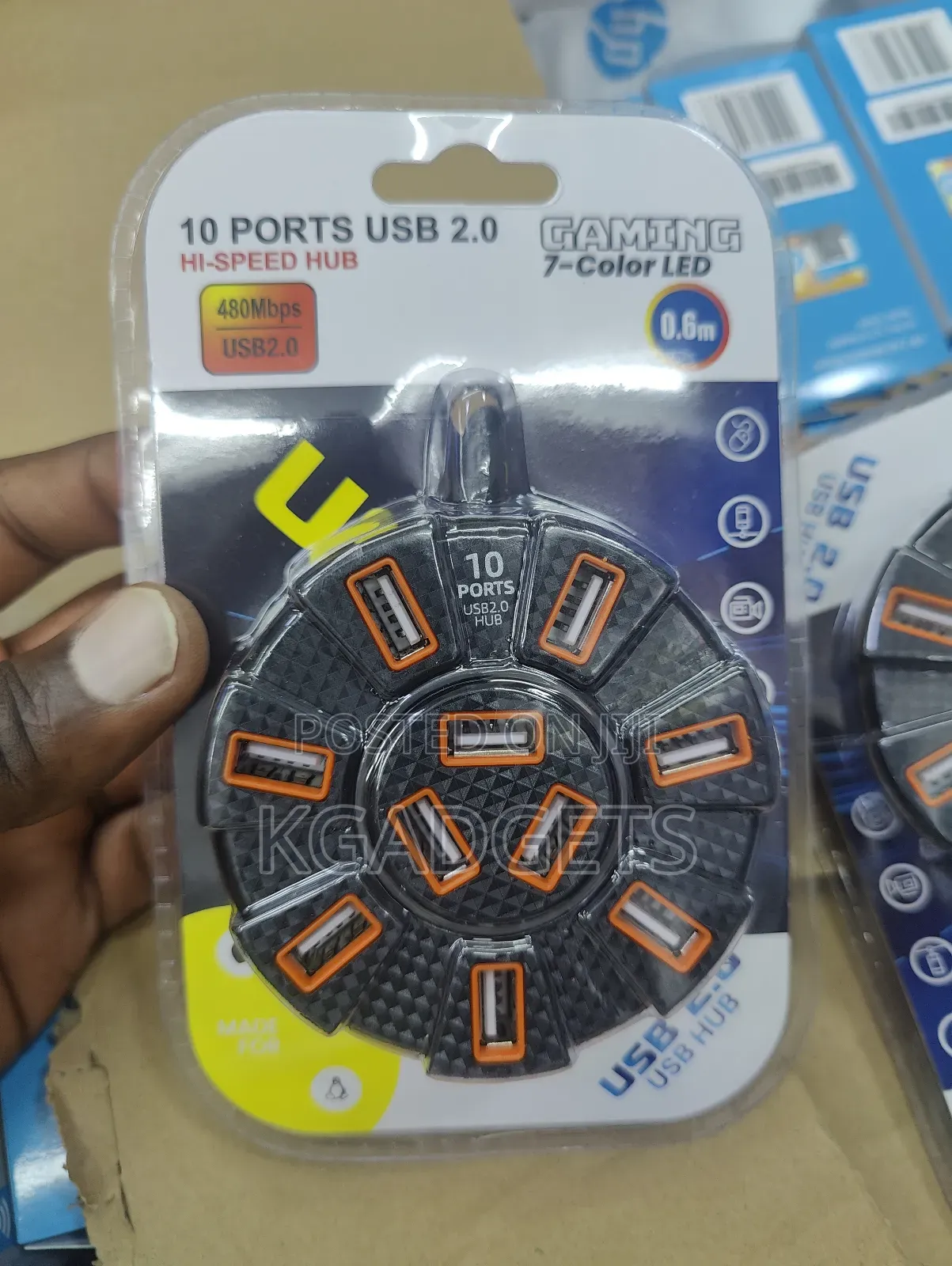 10 Ports Usb Hubs With 7 Color Led