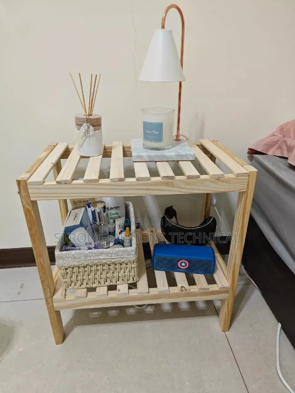 50 Cm Wooden Multiuse Shelf Rack Bedside