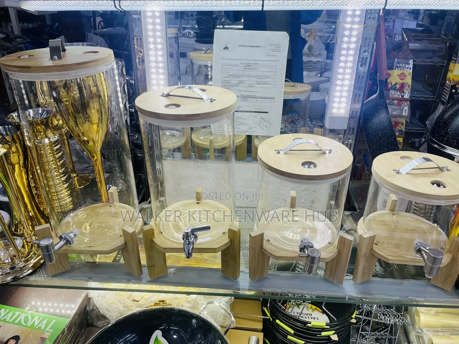Bamboo Glass Juice Dispenser ;3l/5l/7l/10l