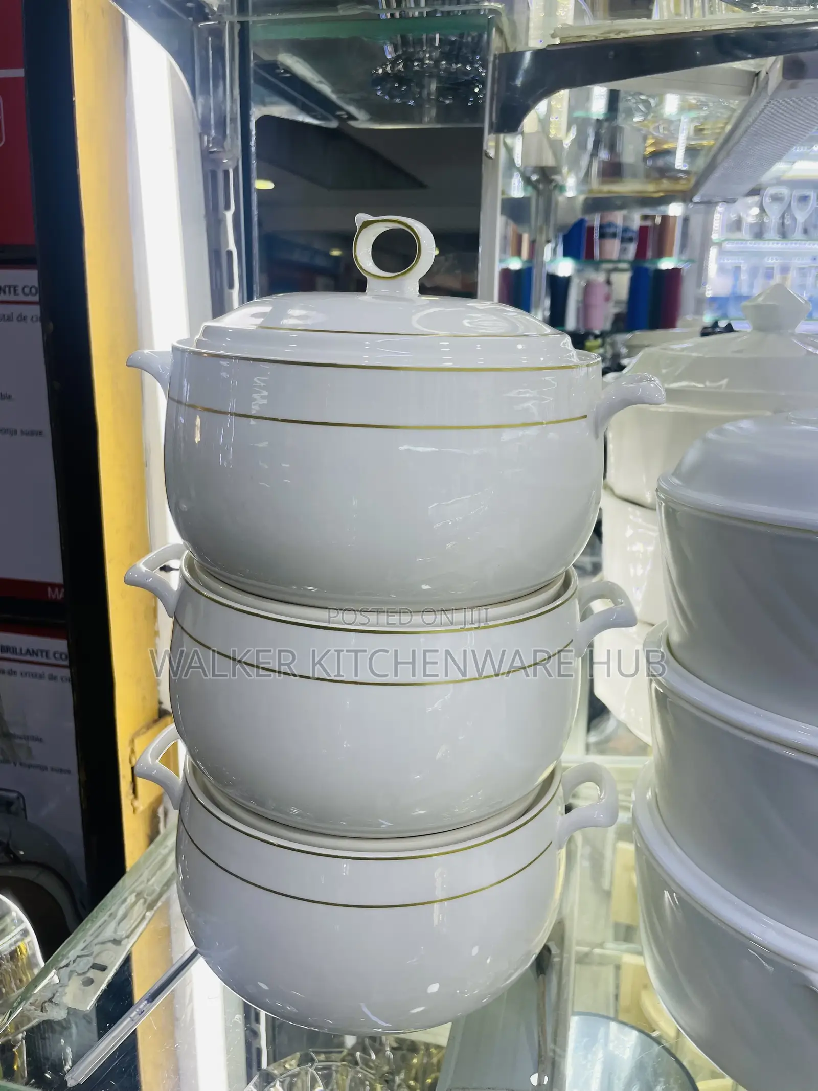 3pc Sq Professional Ceramic Hot Pots White