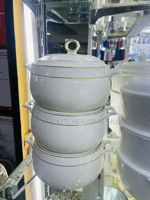 3pc Sq Professional Ceramic Hot Pots White