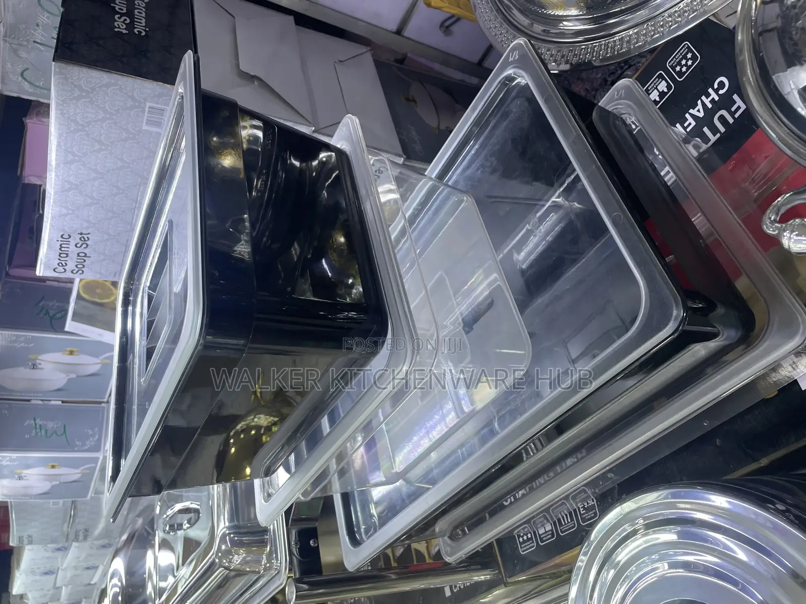 4pc Transparent Black Plastic Containers