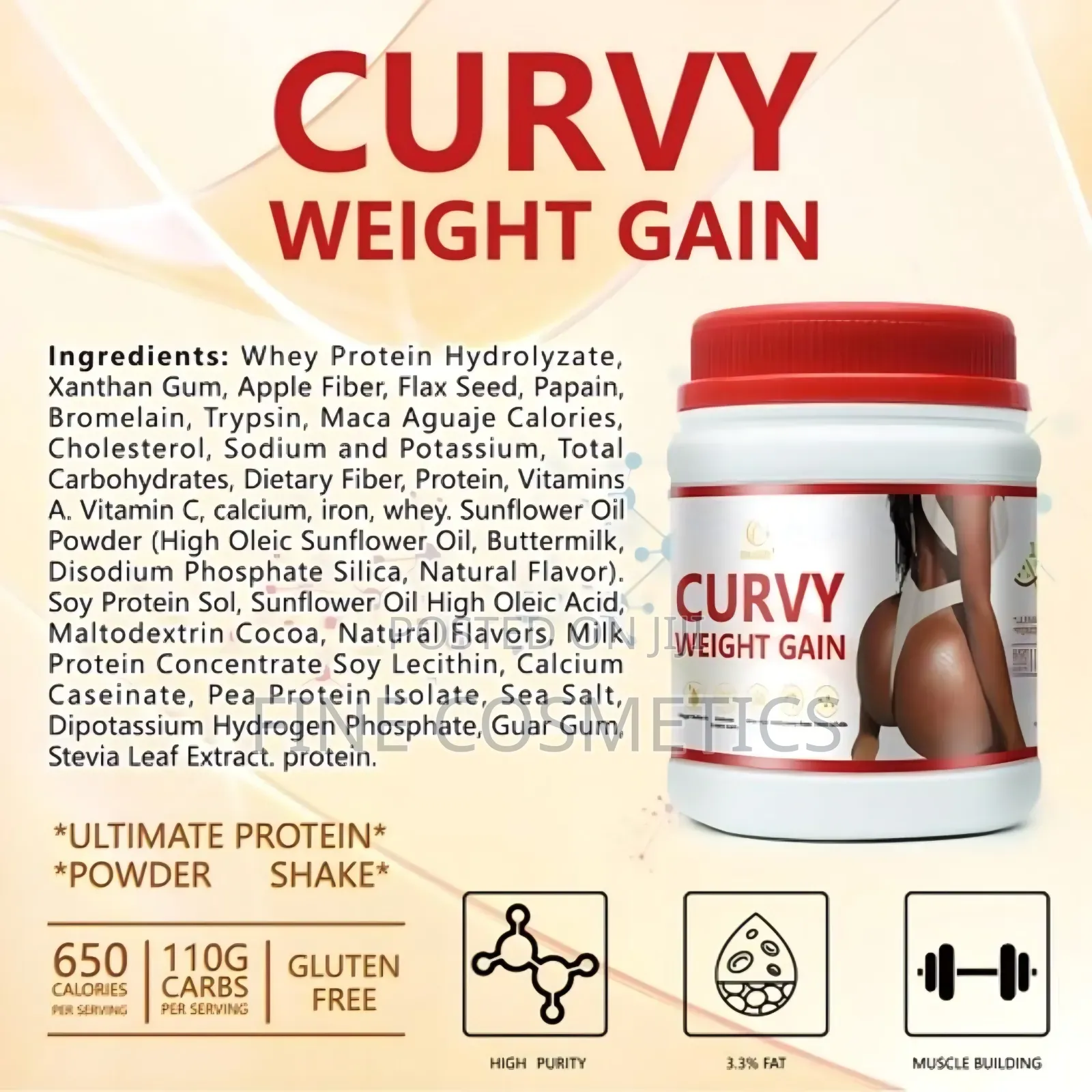 Curvy Weight Gain Hip/Butt Enhancement Whey Protein Porridge