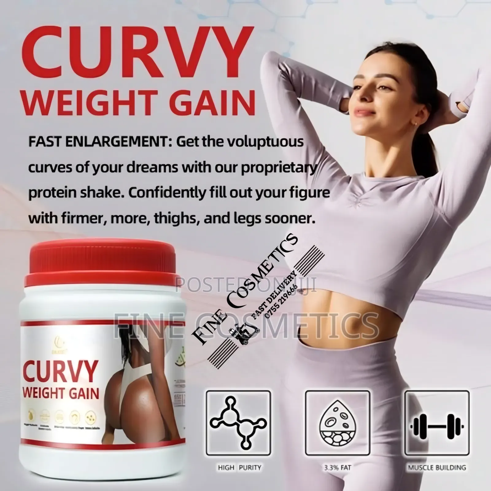 Curvy Weight Gain Hip/Butt Enhancement Whey Protein Porridge