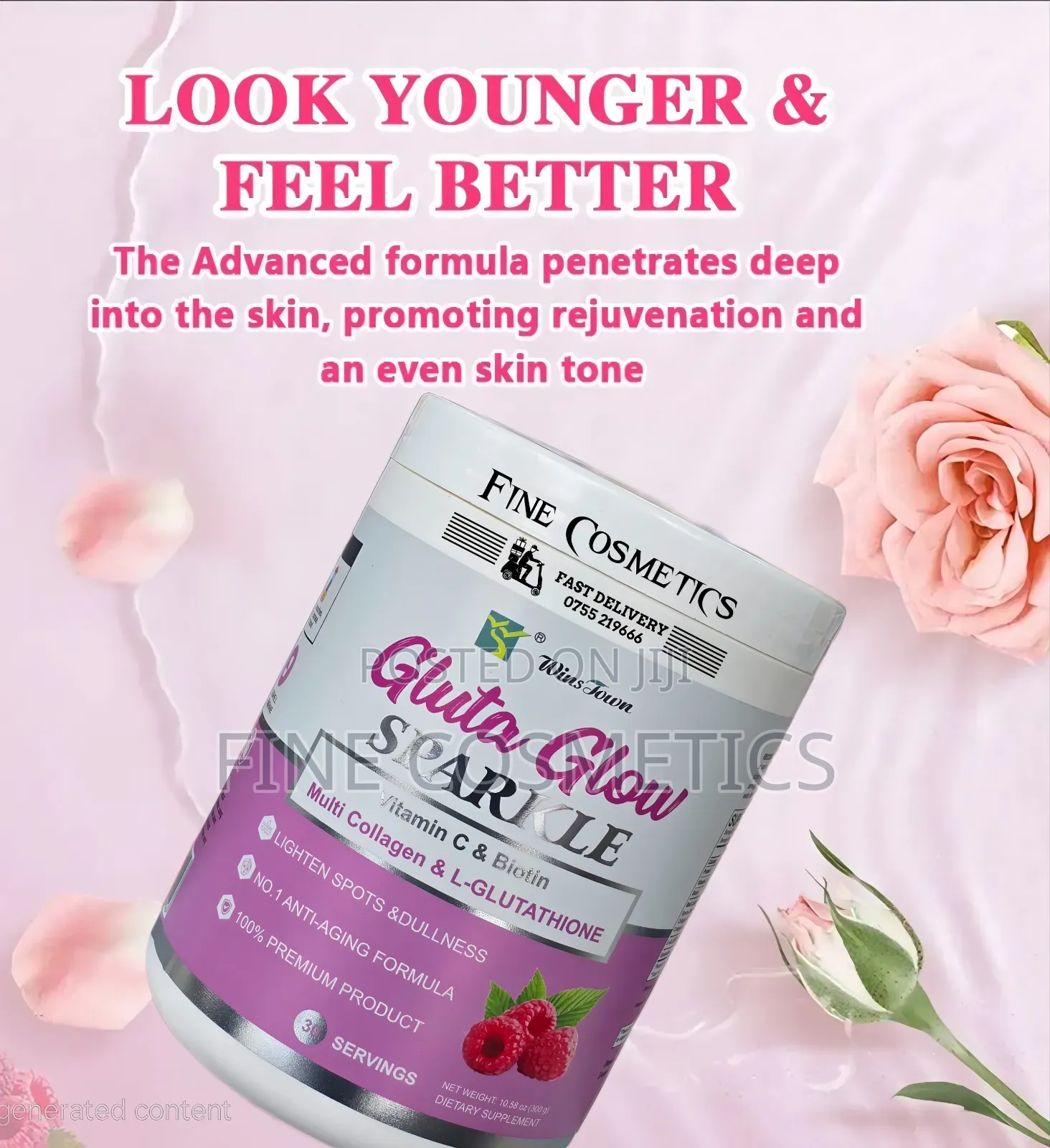 Gluta Glow Sparkle Glutathione Colagen Skin Whitening Powder
