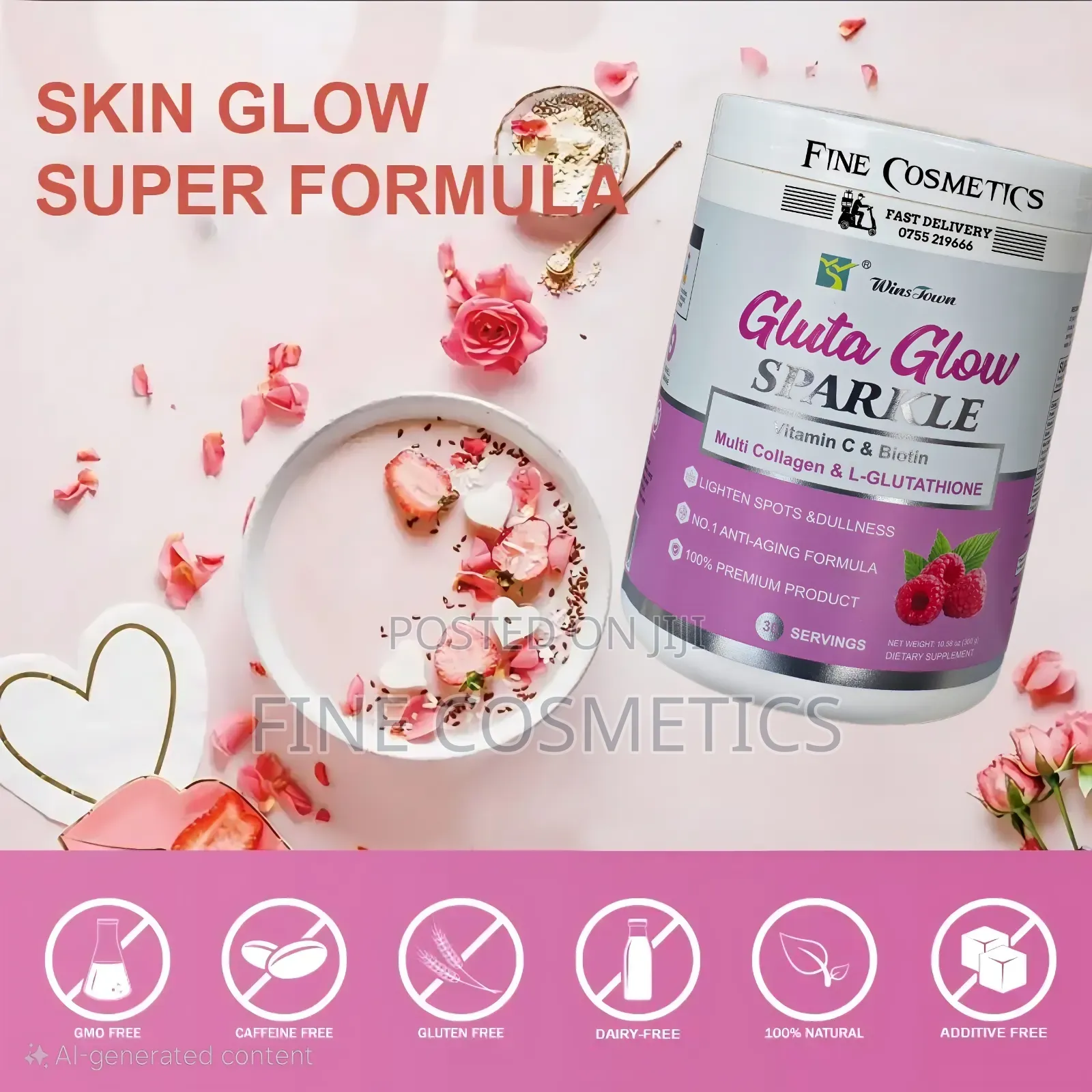 Gluta Glow Sparkle Glutathione Colagen Skin Whitening Powder