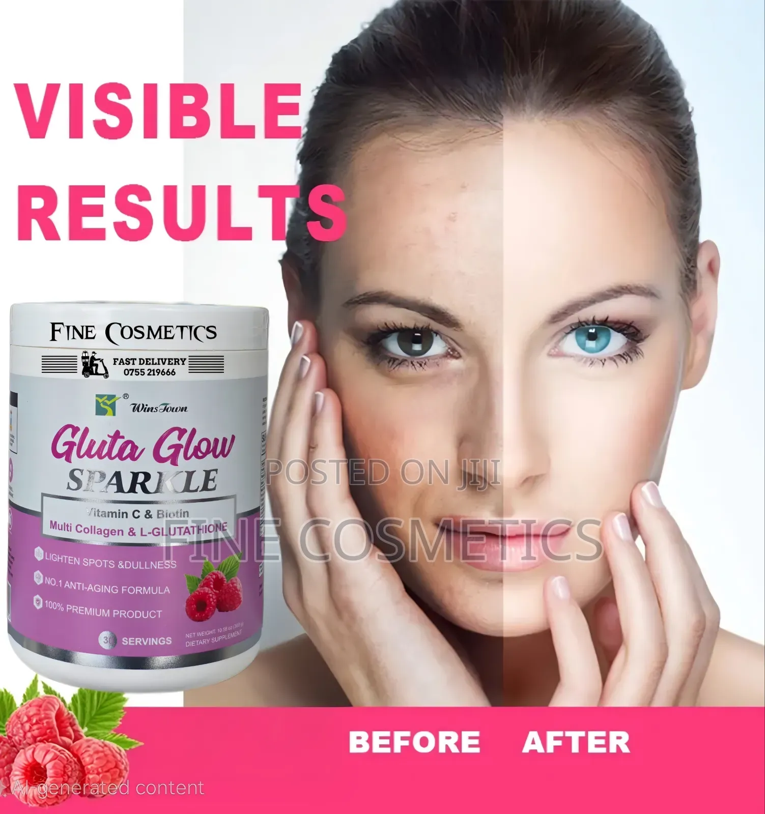 Gluta Glow Sparkle Glutathione Colagen Skin Whitening Powder