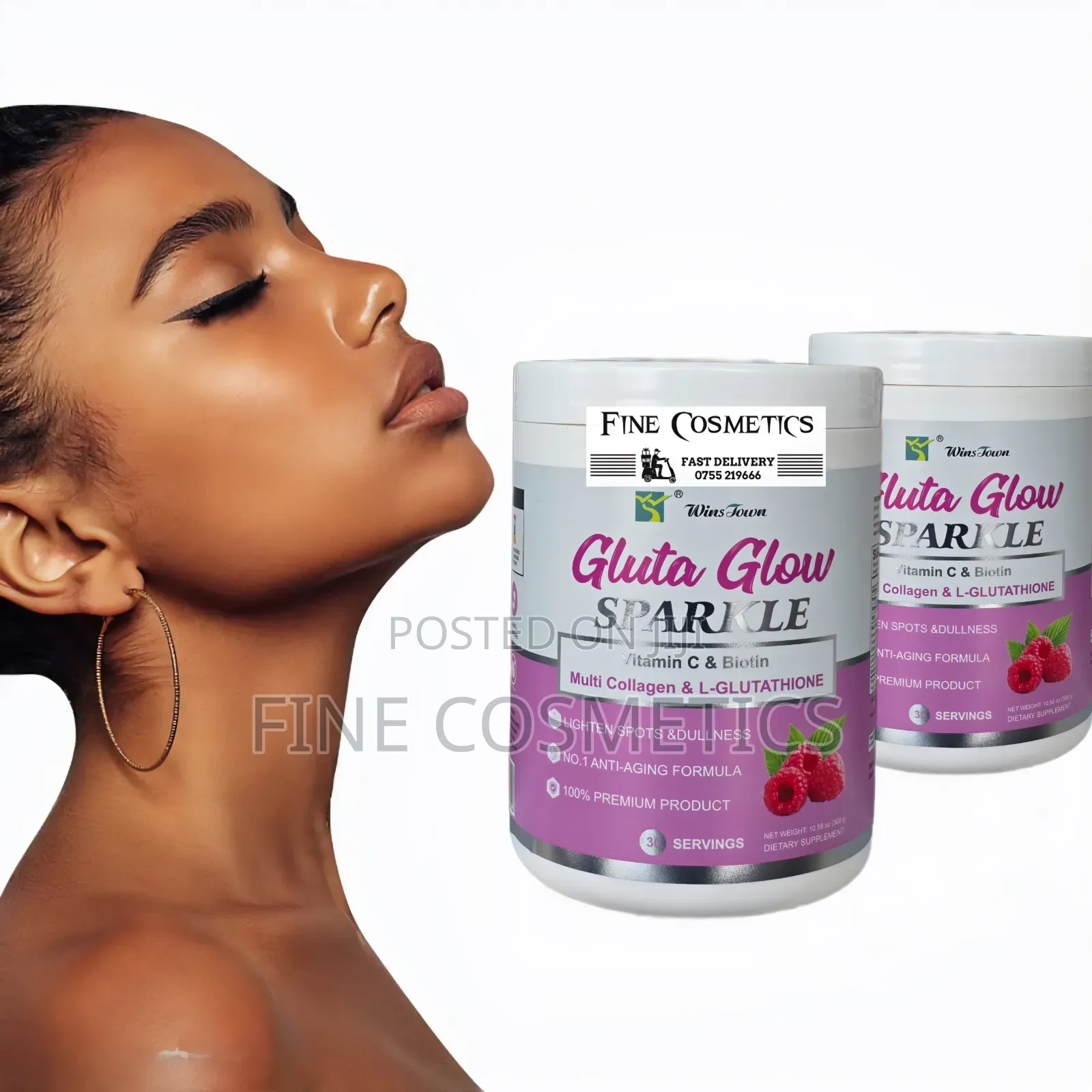 Gluta Glow Sparkle Glutathione Colagen Skin Whitening Powder