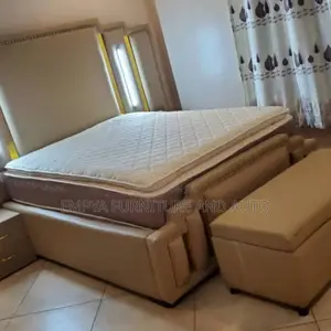 Cream Leather Bed