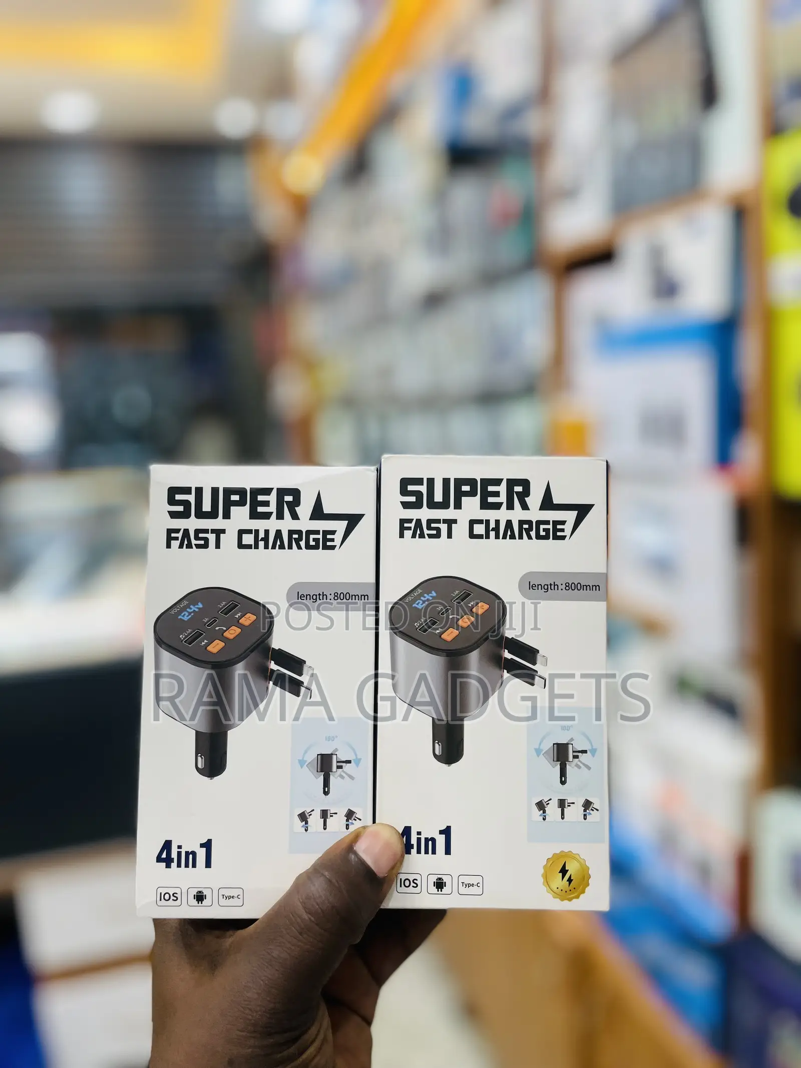 Retractable Car Charger,4 in 1 Fast Car Phone Charger