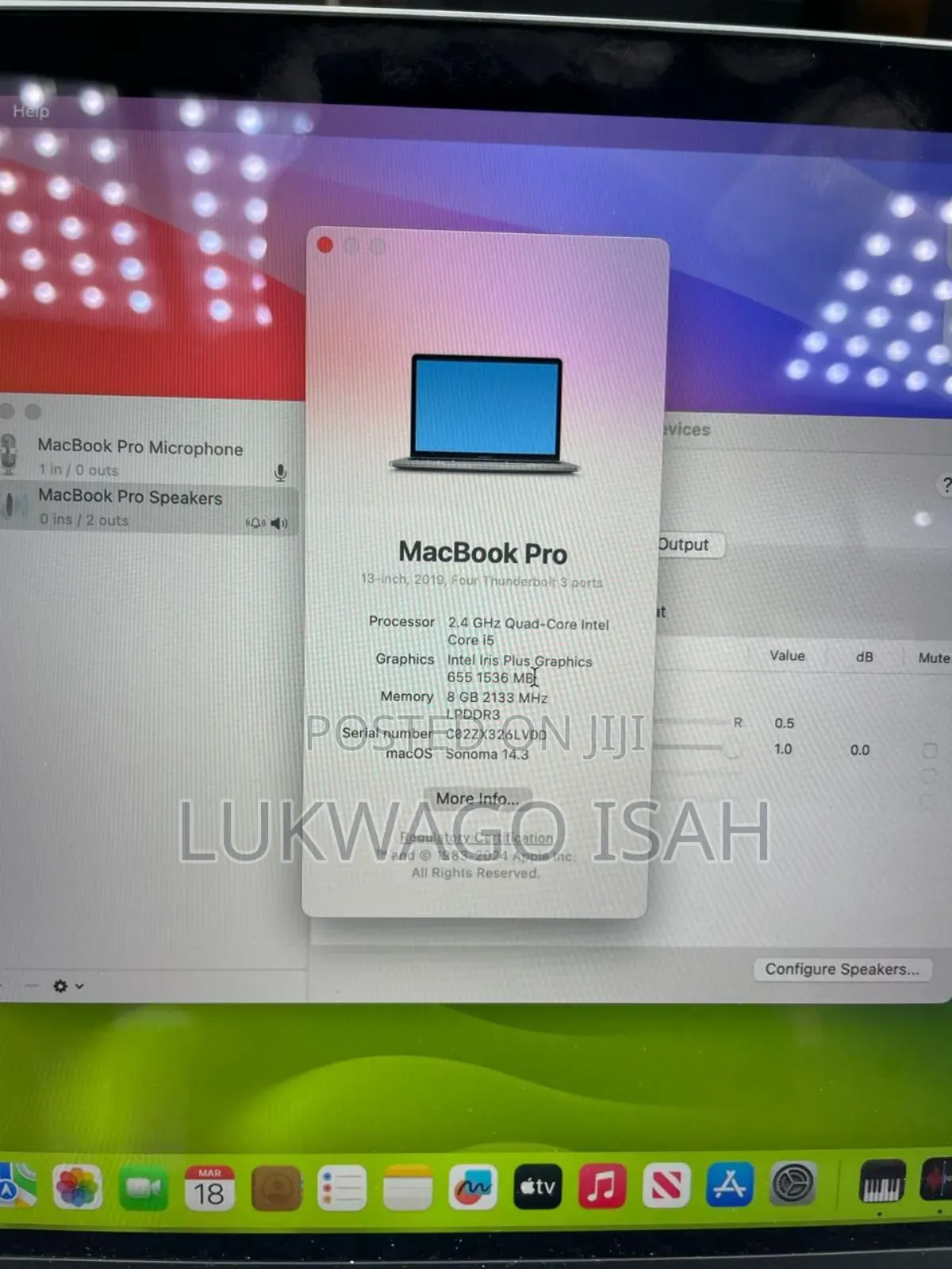 Laptop Apple MacBook Pro 2019 8GB Intel Core i5 SSD 512GB