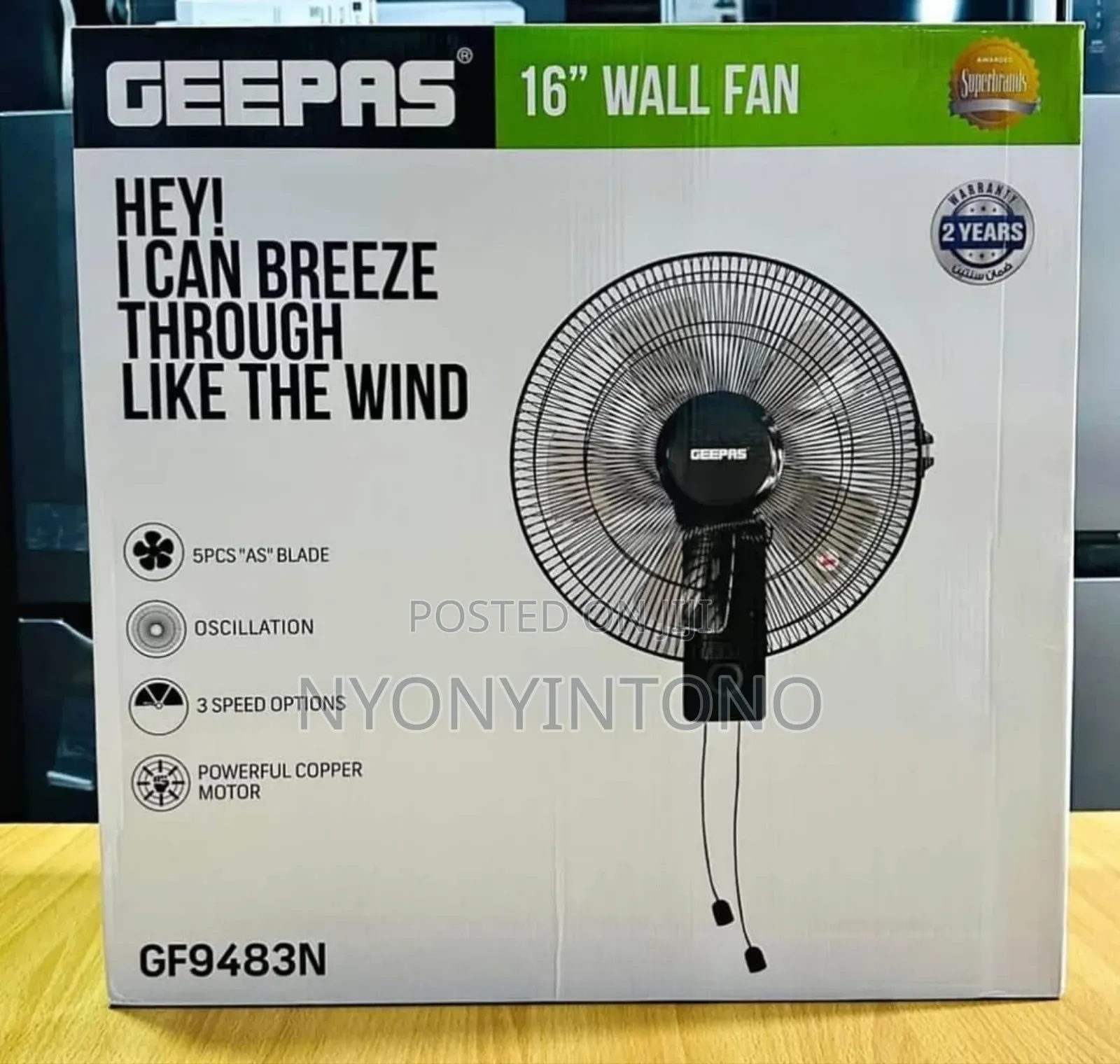 Geepas Strong and Silent Wall Fan With With 2yrs Warranty