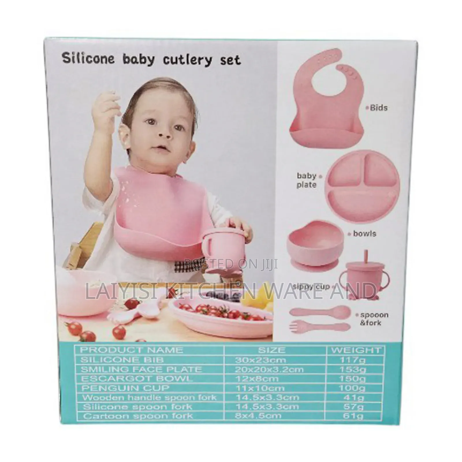 Silicone Baby Plates Spoons Forks Bib Bowls Dish Cup Feeding