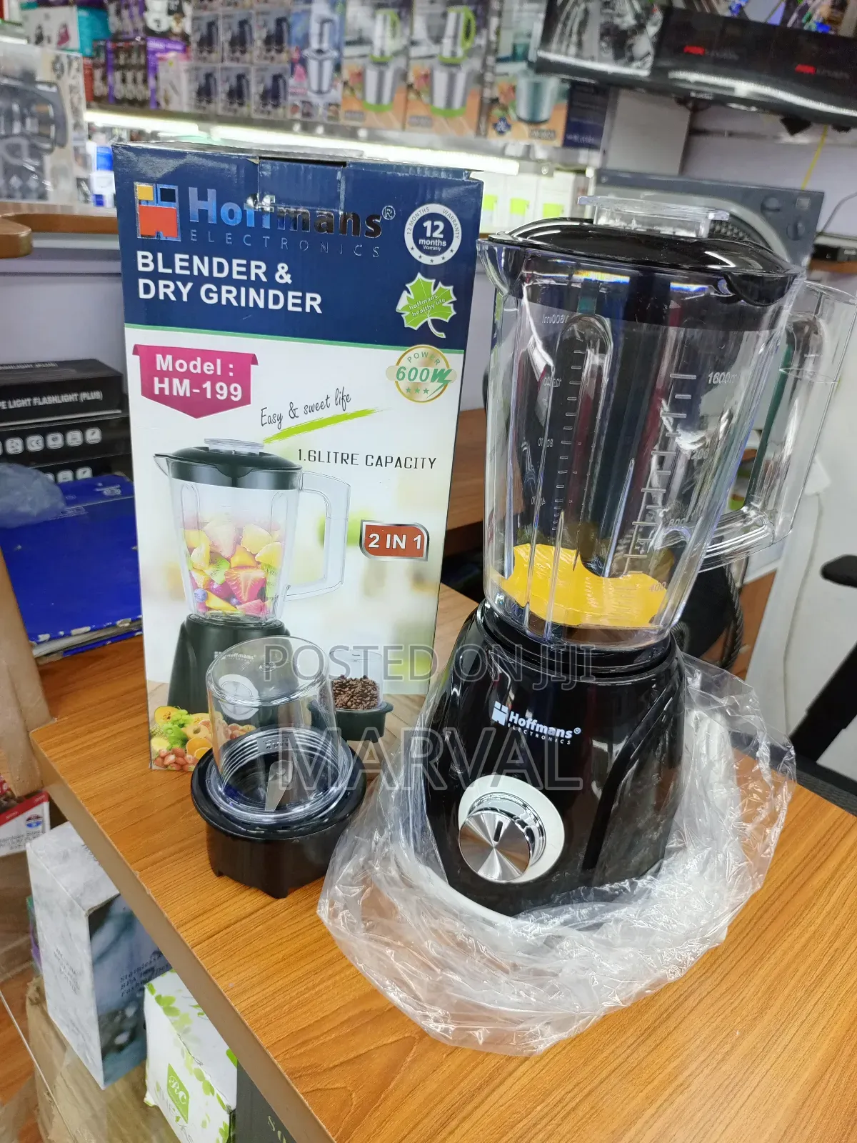Hoffman 2in1 Blender With Unbreakable 1.6l Powerful Motor