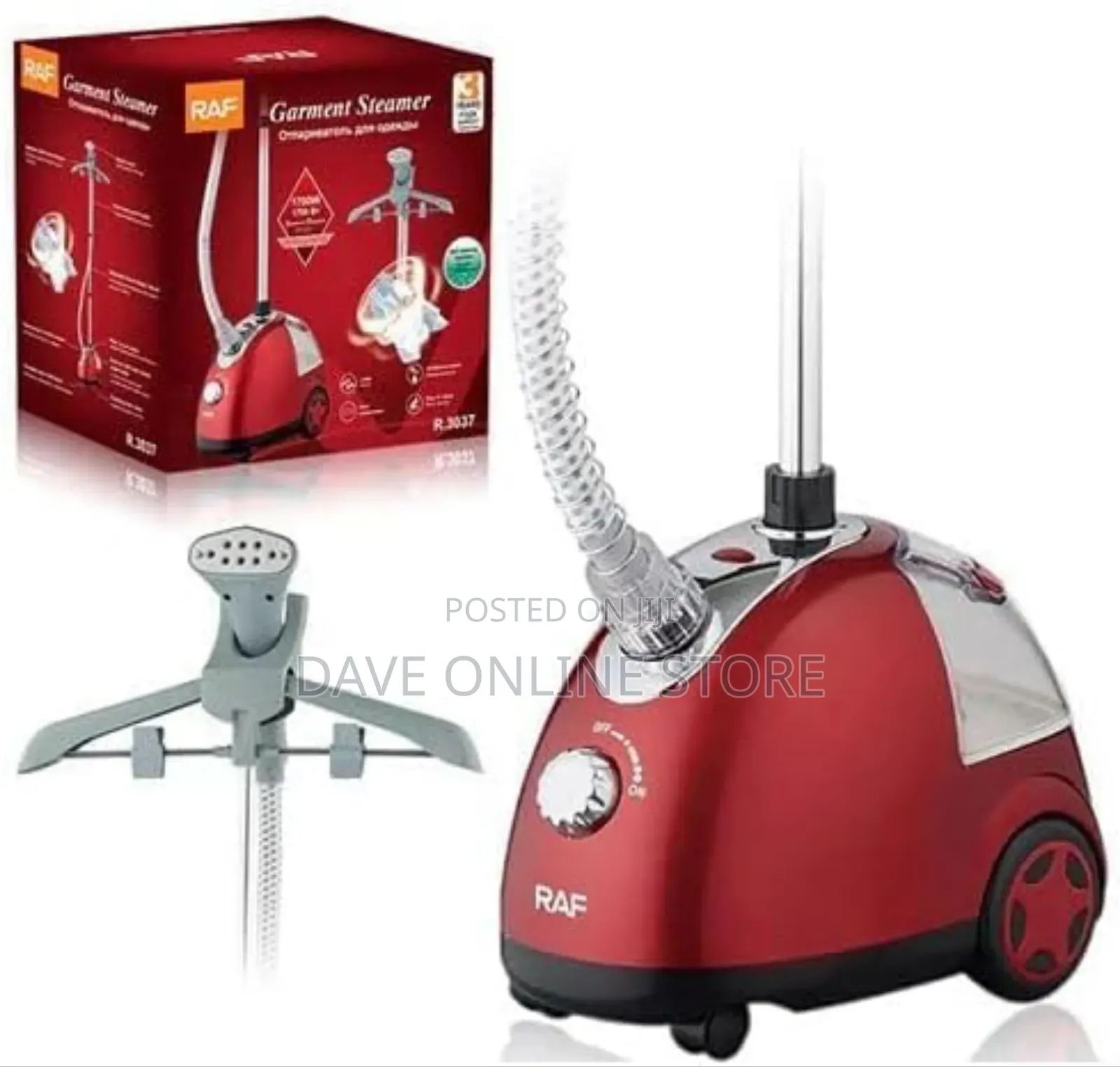 Raf Stand Steam Iron R.3037, 1700 Watt, 220v, 50hz, Red