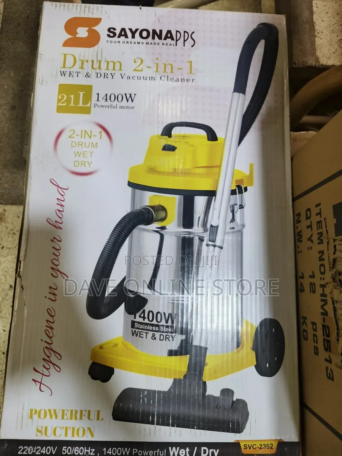 Sayona Drum 2-in-1 Wet Dry Vacuum Cleaner, 1400w, 21 Liter
