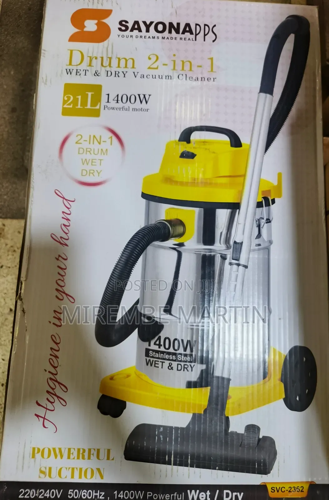 Sayona Apps 2-in-1 Wet Dry Vacuum Cleaner, 1400w, 21 Liter
