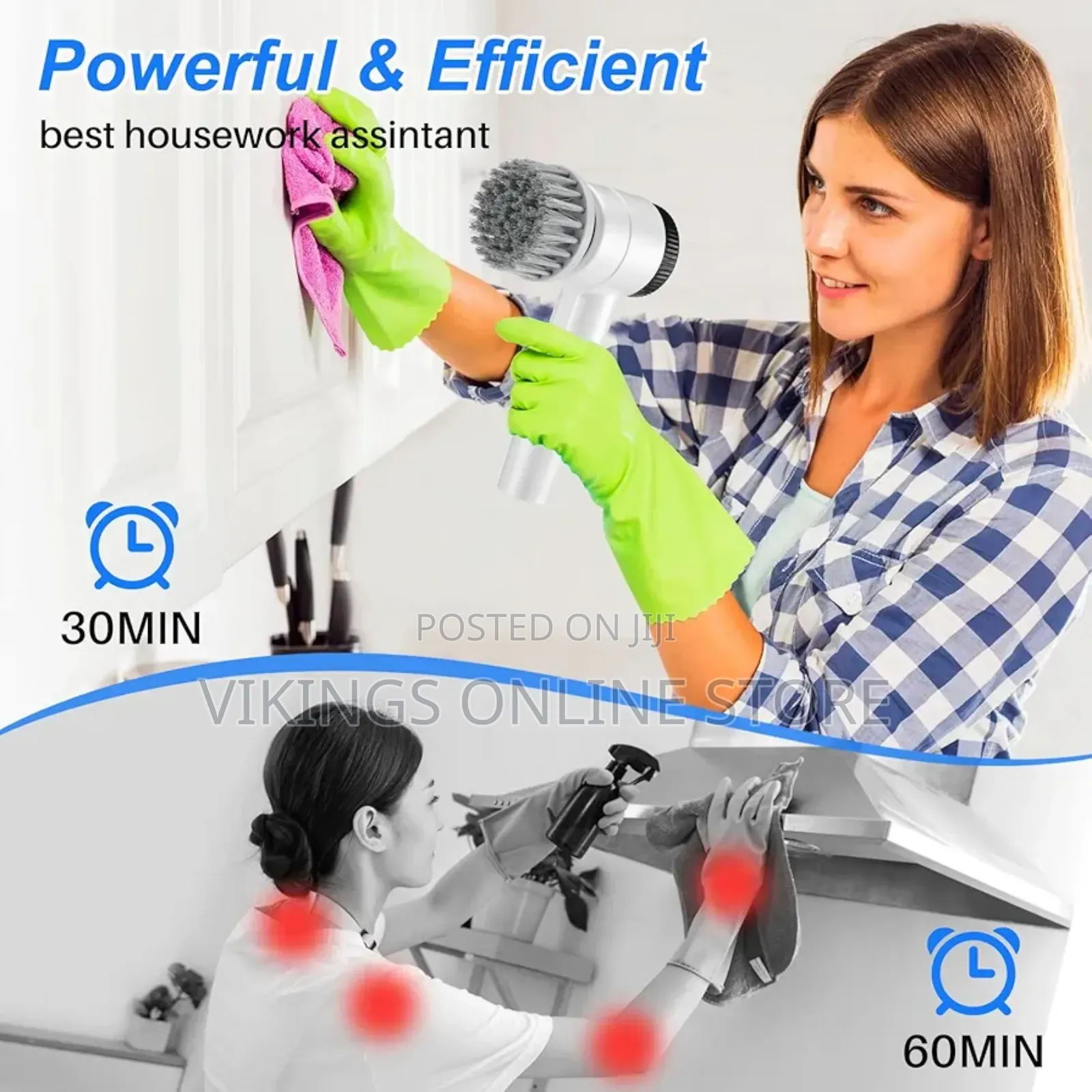 Multifunctional Power Spin Scrubber With 5 Brush Heads,