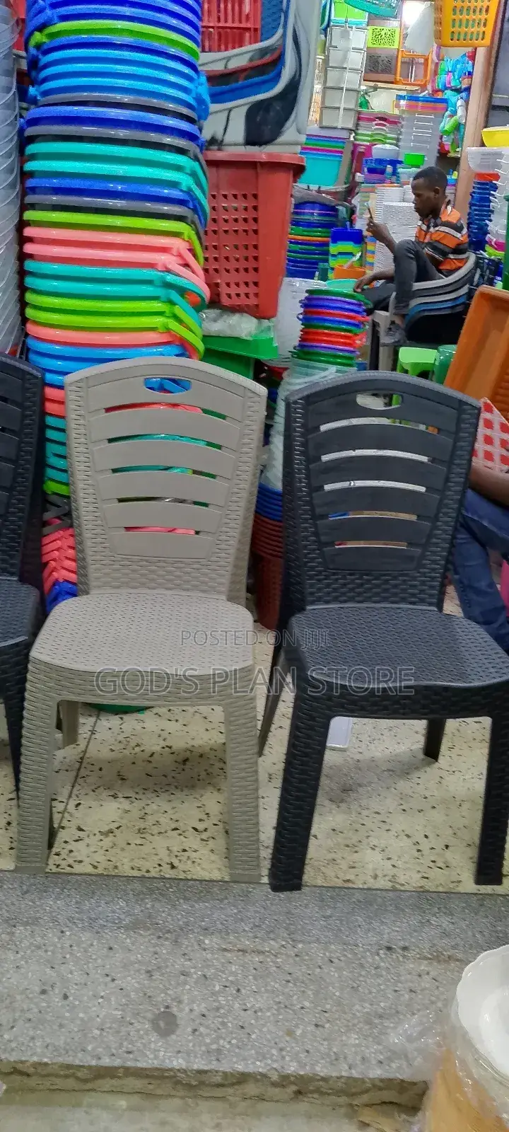 Vip Plastic Armless Plastic Chairs Black and Gray