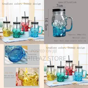 Light Box Skull Glass Jar Mug.