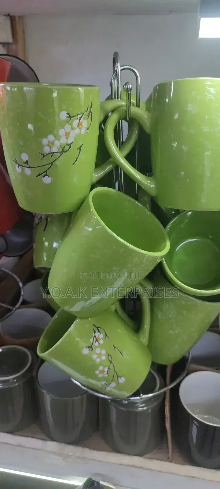 Ceramic Tea Cups Green Heavy Quality