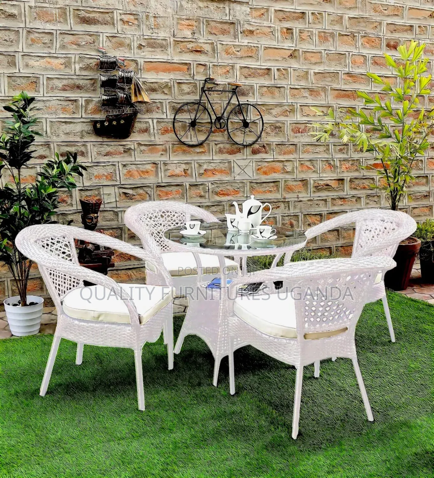 White Rattan Dinning Table