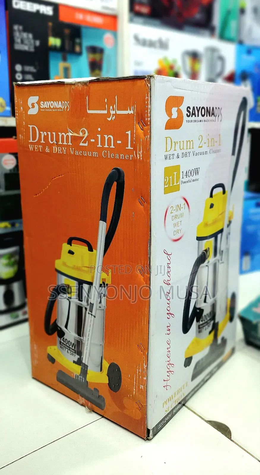 Sayona Vacuum 2-in-1 Wet Dry Drum Cleaner - 1400w, 21l