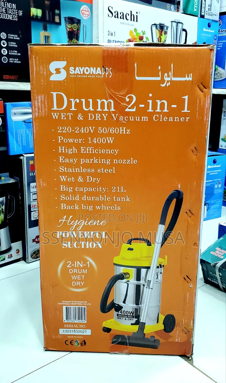 Sayona Vacuum 2-in-1 Wet Dry Drum Cleaner - 1400w, 21l