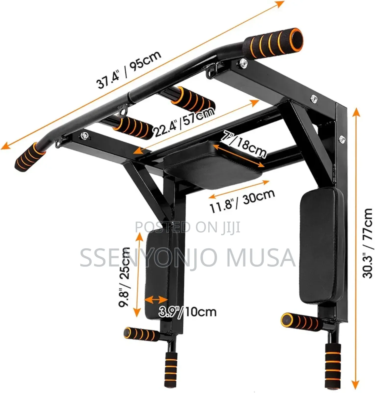 Wall Mounted Pull Up Bar and Dip Station - Compact Power