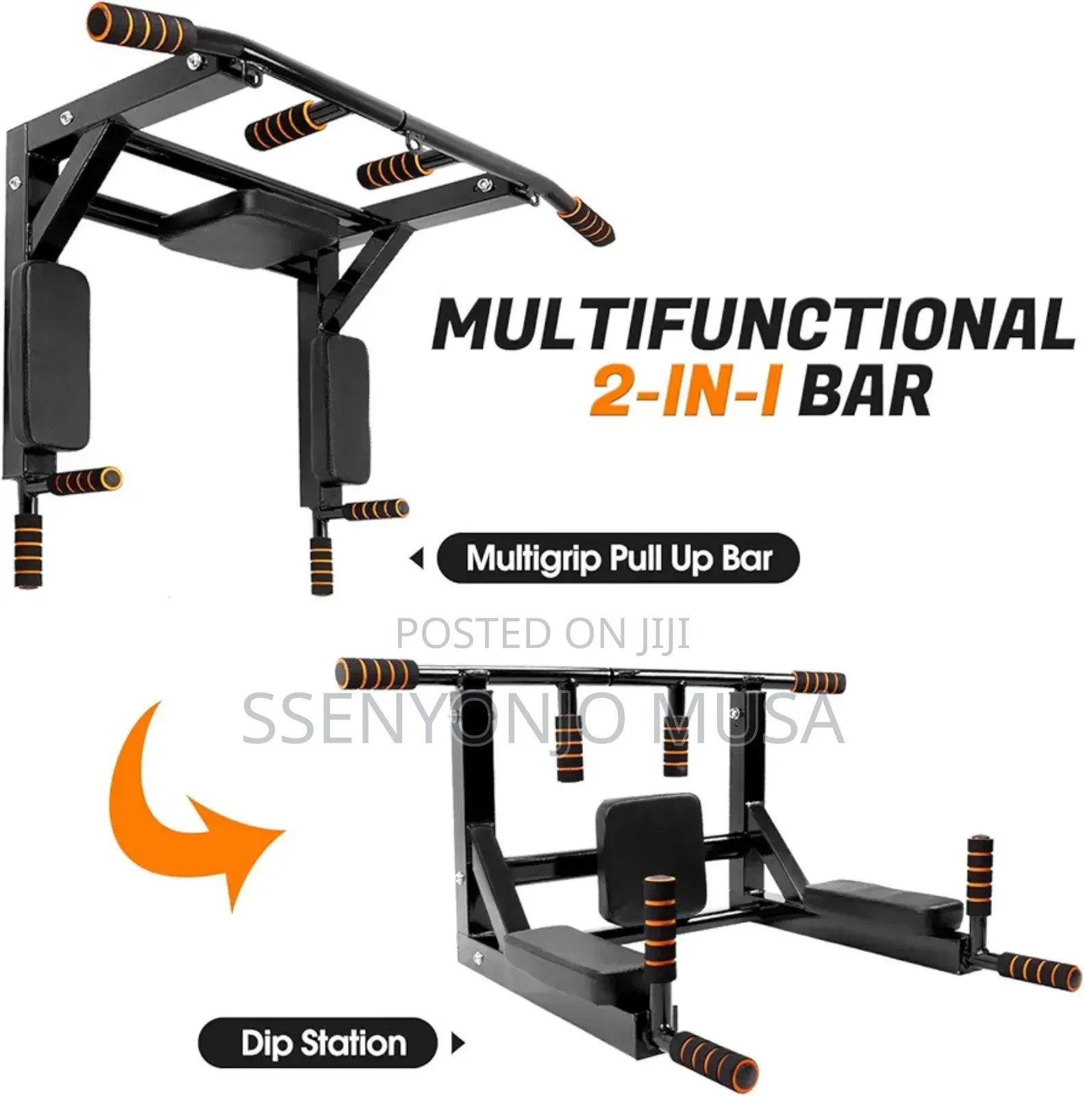 Wall Mounted Pull Up Bar and Dip Station - Compact Power