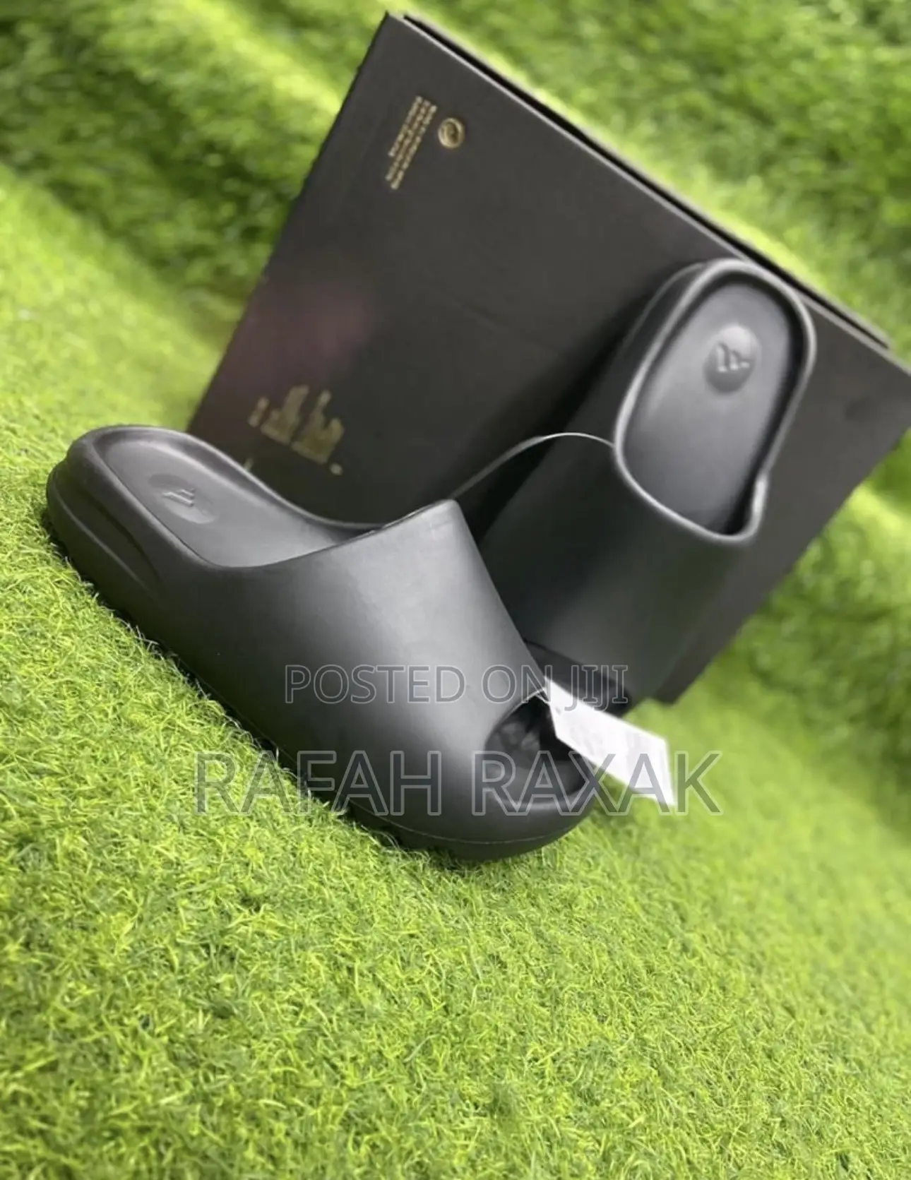 Original Black Adidas Yeezy Slides Push in Sandals