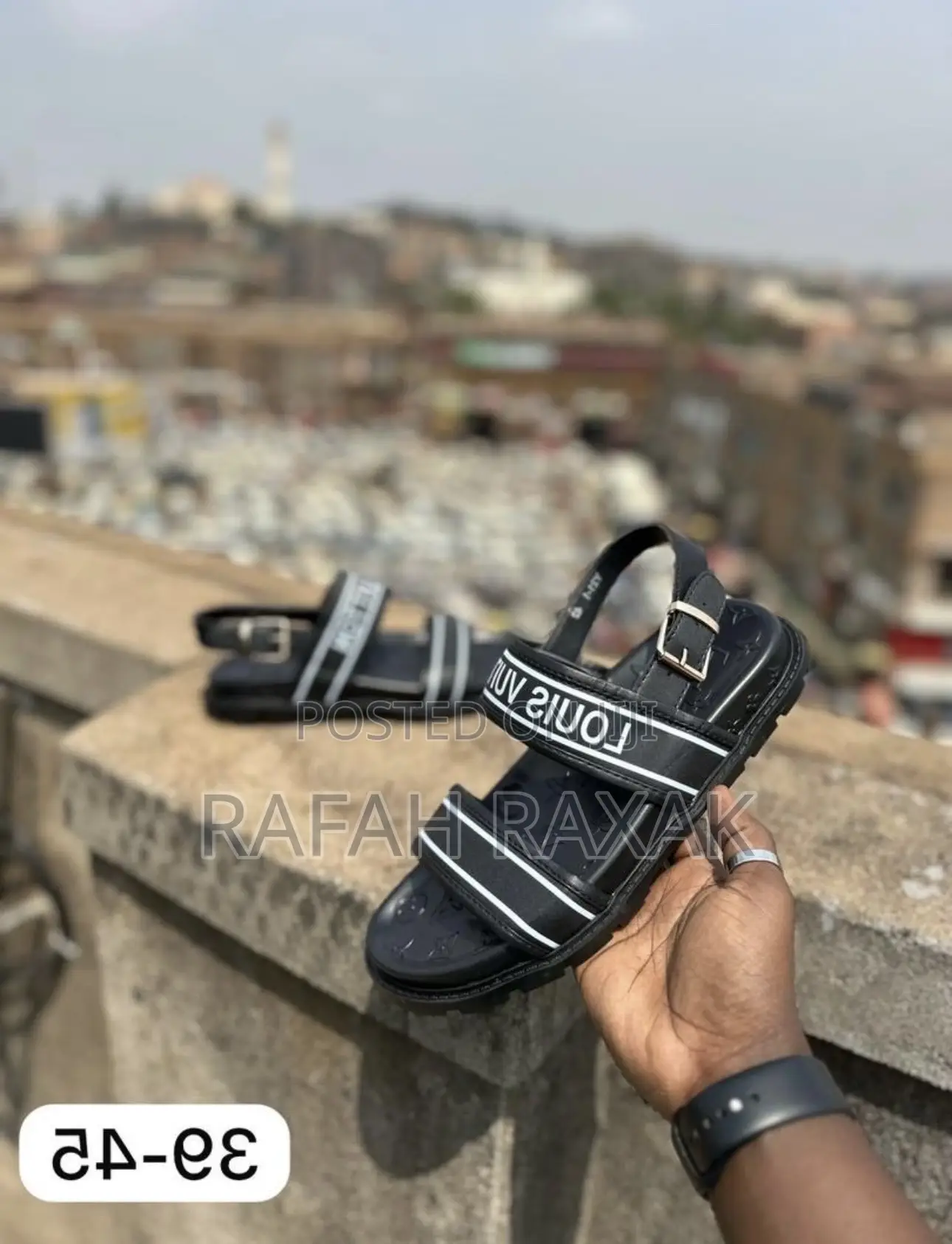 Original Men’S Louis Vuitton Ankle Strap Leather Sandals