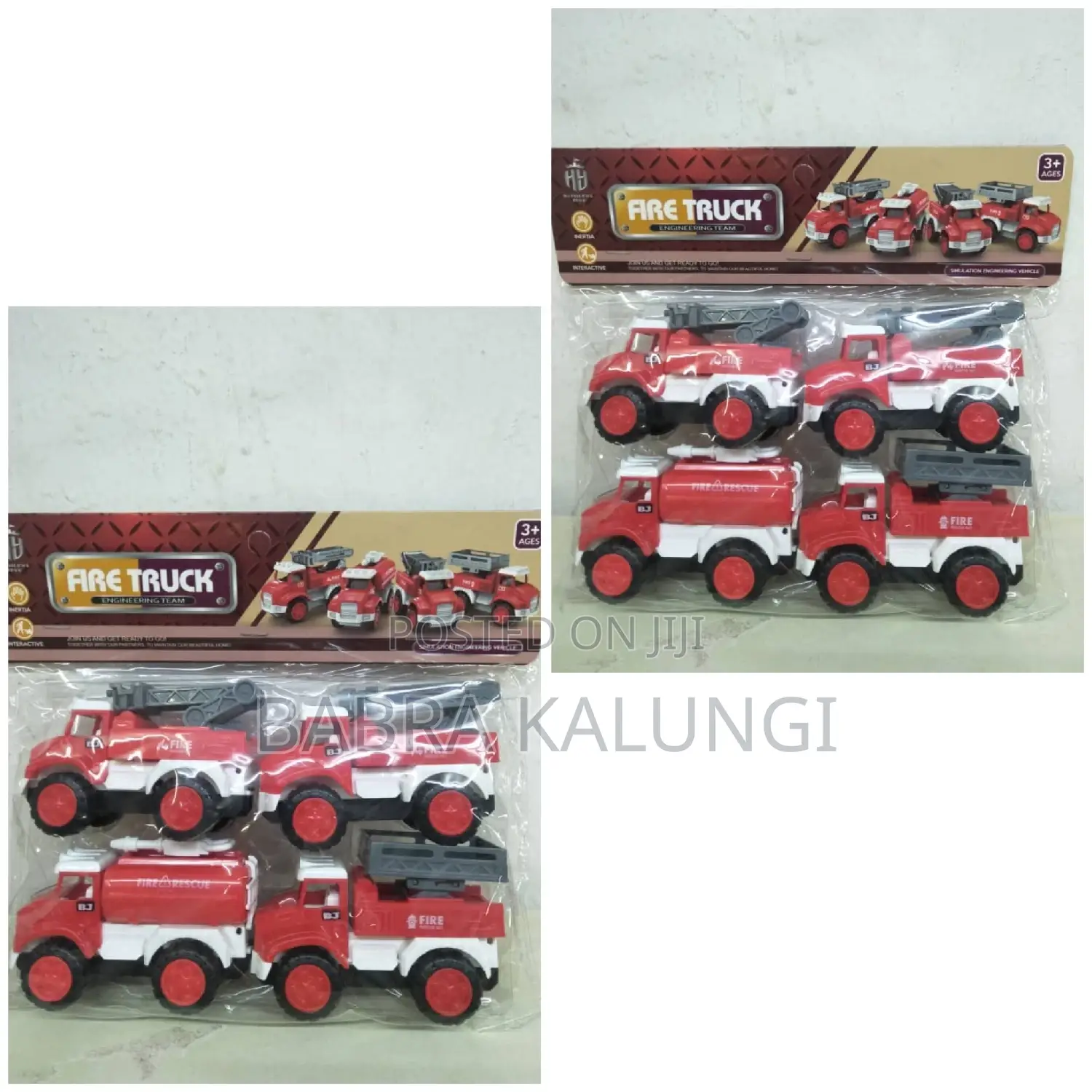 Fire Trucks 4 Pieces Red
