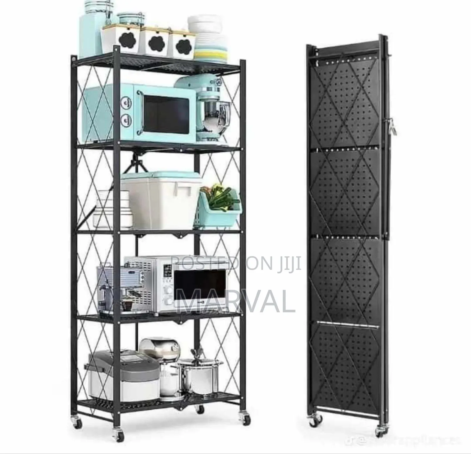 5-Tier Foldable Storage Shelf With Wheels
