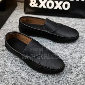 Moccasins for Men-Pu Leather,Rubber Sole,Walking Shoes-Black