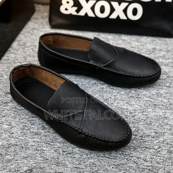 Moccasins for Men-Pu Leather,Rubber Sole,Walking Shoes-Black