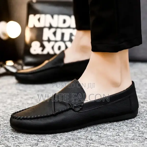 Moccasins for Men-Pu Leather,Rubber Sole,Walking Shoes-Black
